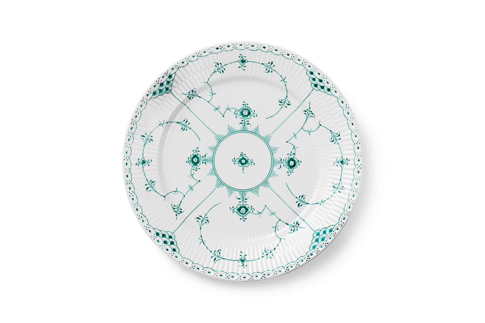 Emerald green Fluted Half Lace dinner plate 27 cm